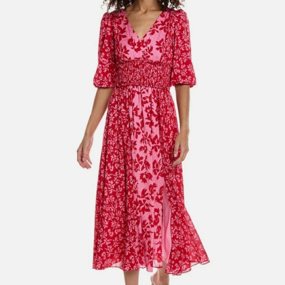 Taylor Dresses & Skirts - 🌺 Gorgeous Taylor Dress 6 / Small Pink Red Floral Fully Lined Ruched Details🌺